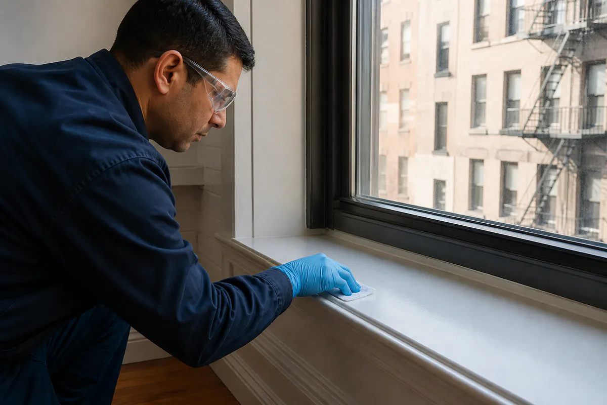 Independent inspector collecting a post-abatement clearance sample