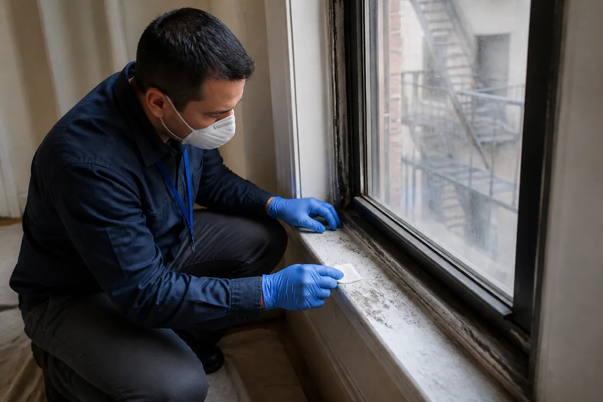 Dust-wipe clearance sample collected after HPD correction work
