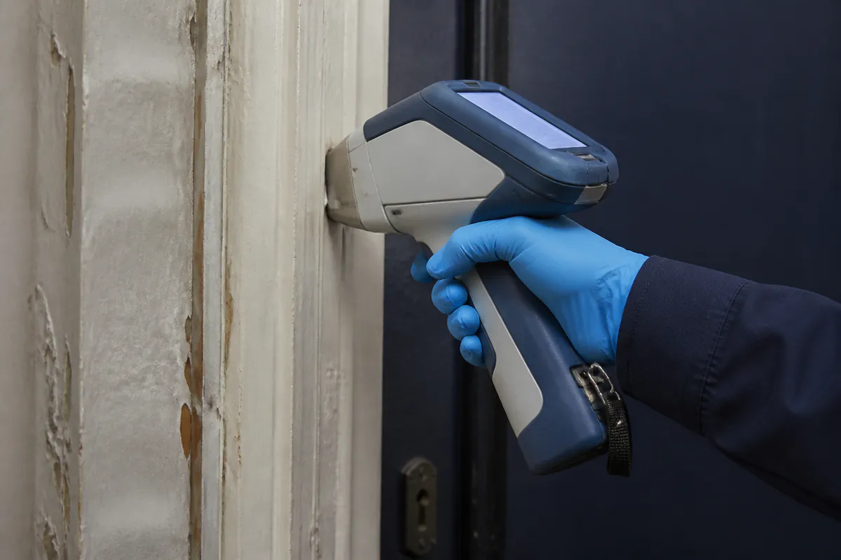 XRF reading taken on a painted apartment door friction surface