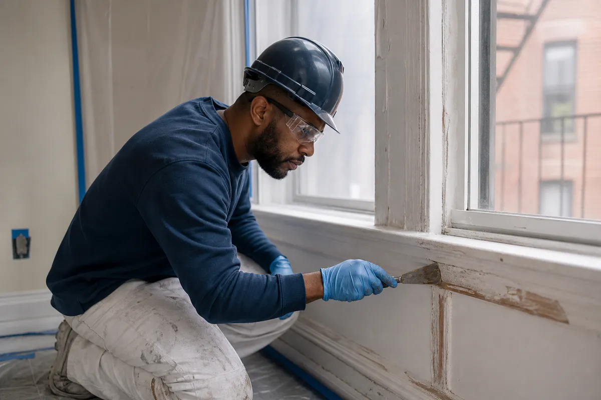 Qualified worker correcting a cited painted hazard under containment