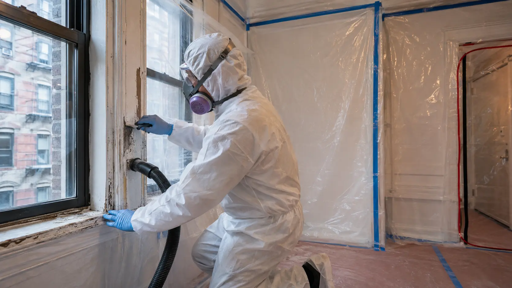 Lead-safe worker performing controlled abatement work