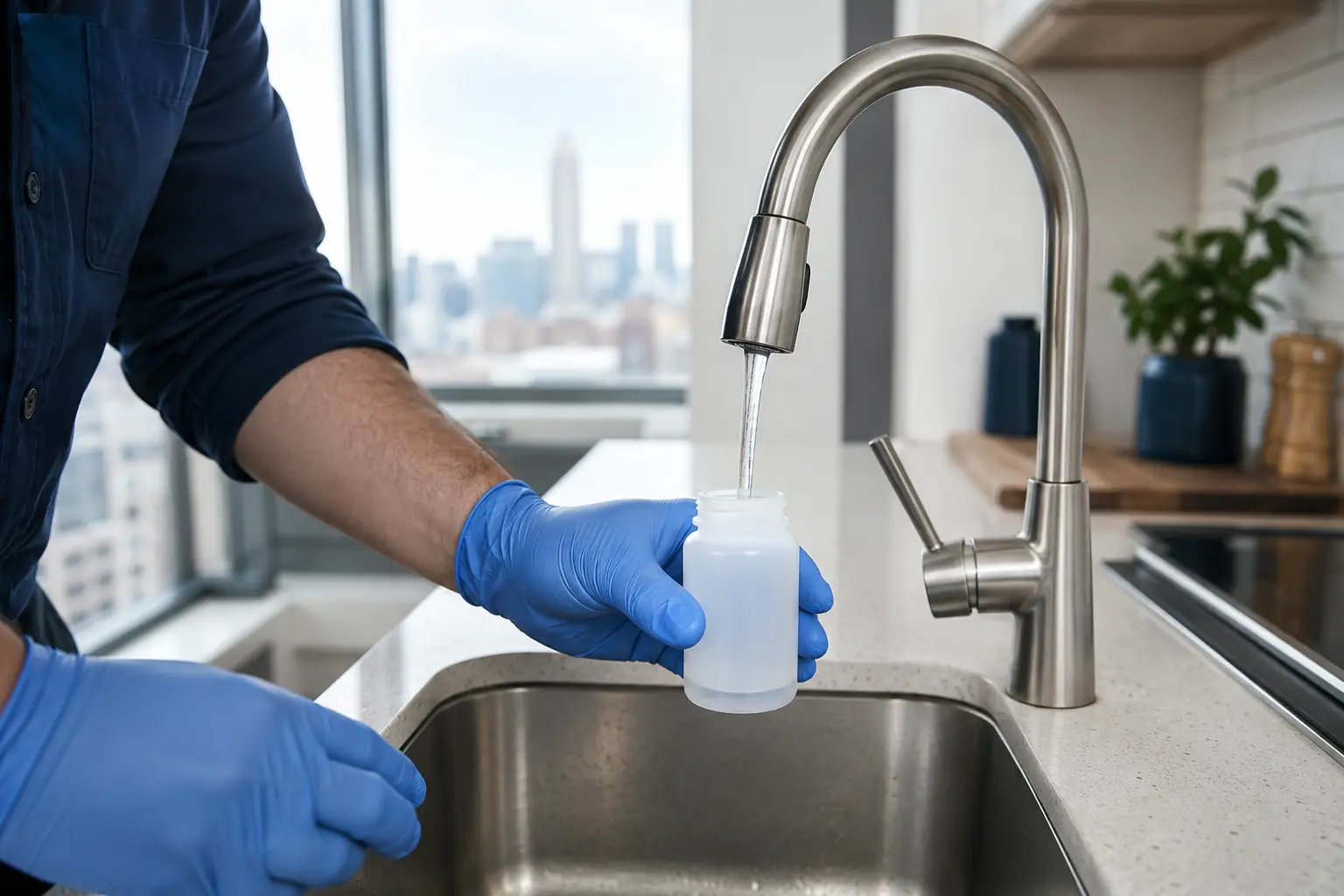 Water sample collected for lead laboratory testing
