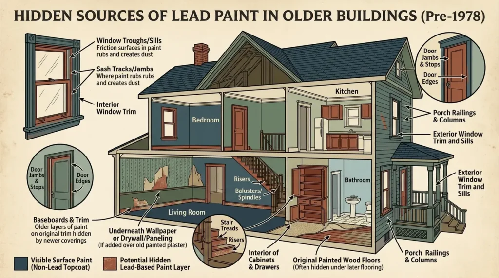 Hidden places lead paint found